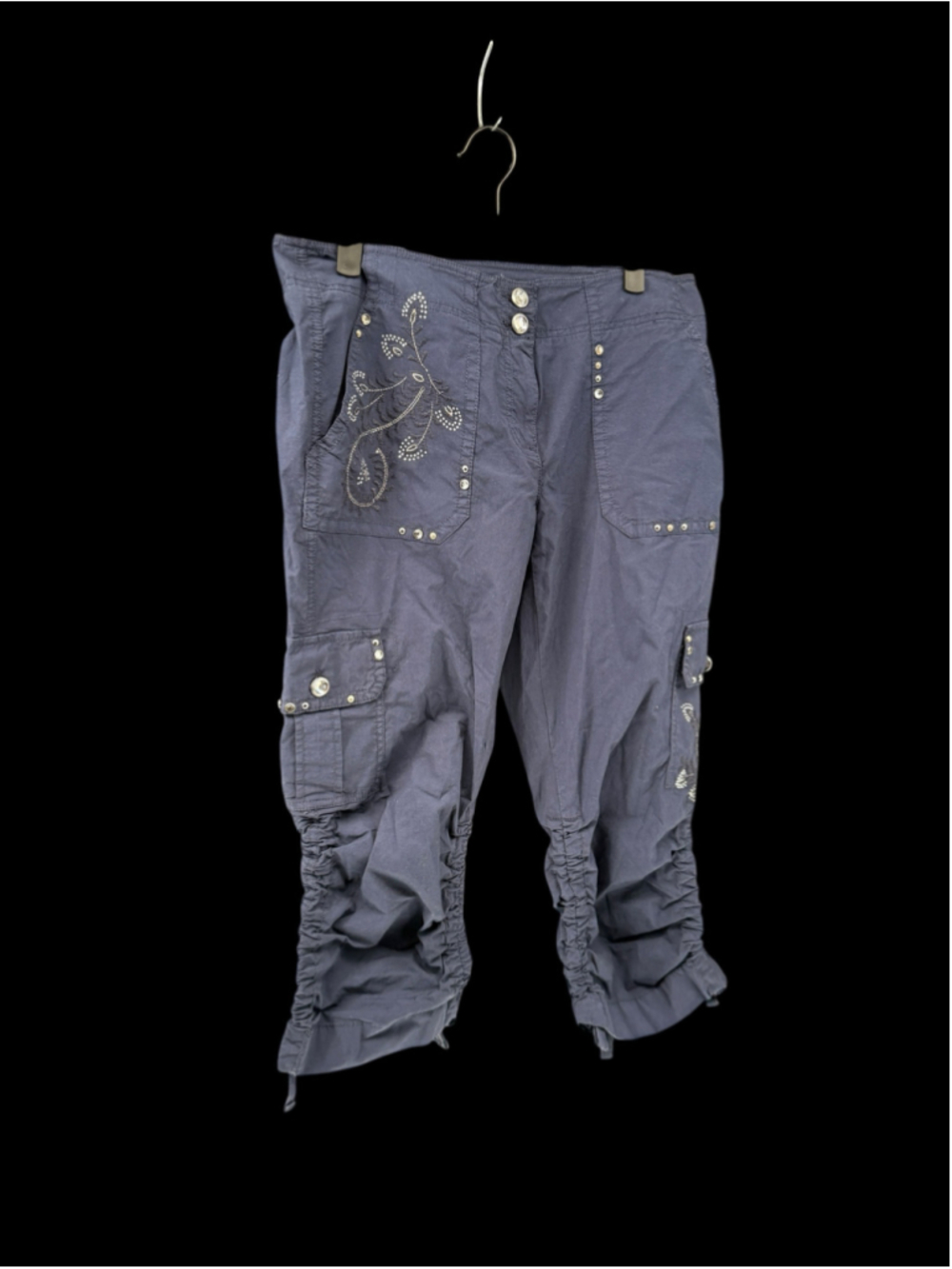 Women's International Concepts Navy Blue Embellished Cropped Pants Size 10
